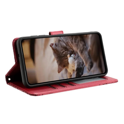 For Samsung Galaxy A06 Case with Wrist Strap Leather Phone Cover Wall Cats Pattern