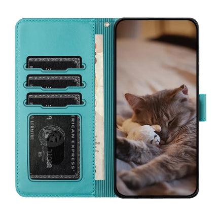 For Samsung Galaxy A06 Case with Wrist Strap Leather Phone Cover Wall Cats Pattern