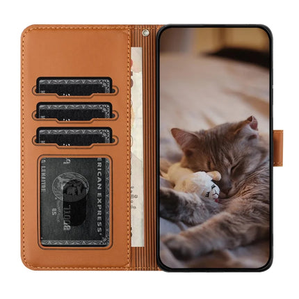 For Samsung Galaxy A06 Case with Wrist Strap Leather Phone Cover Wall Cats Pattern