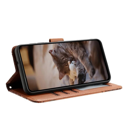 For Samsung Galaxy A06 Case with Wrist Strap Leather Phone Cover Wall Cats Pattern