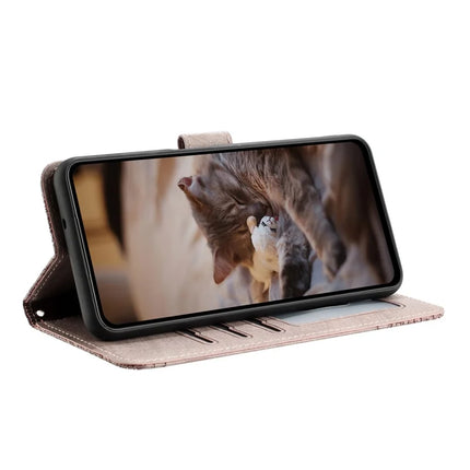 For Samsung Galaxy A06 Case with Wrist Strap Leather Phone Cover Wall Cats Pattern