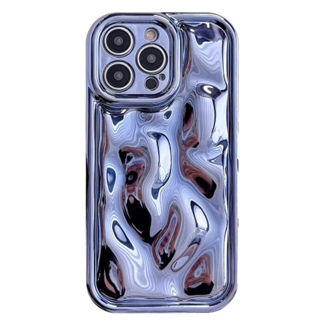 For iPhone 16 Pro Max Case Electroplated TPU Shell Meteorite Texture Phone Cover - Blue