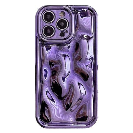 For iPhone 16 Pro Max Case Electroplated TPU Shell Meteorite Texture Phone Cover - Purple