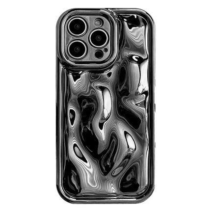 For iPhone 16 Pro Max Case Electroplated TPU Shell Meteorite Texture Phone Cover - Black