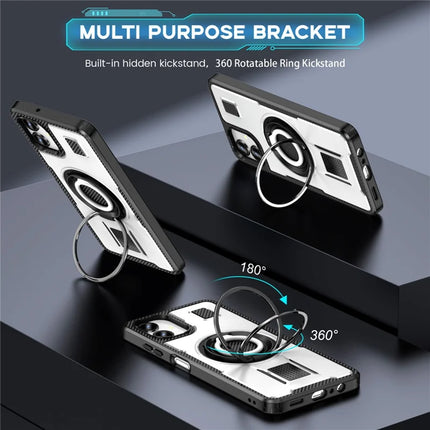 For Samsung Galaxy A06 Case TPU+PC Kickstand Phone Cover with Silicone Finger Strap