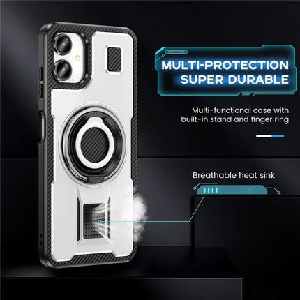 For Samsung Galaxy A06 Case TPU+PC Kickstand Phone Cover with Silicone Finger Strap