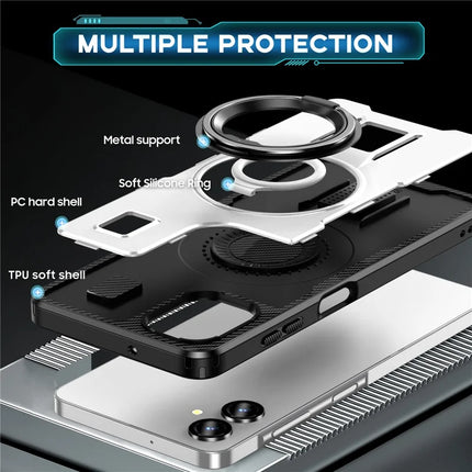 For Samsung Galaxy A06 Case TPU+PC Kickstand Phone Cover with Silicone Finger Strap