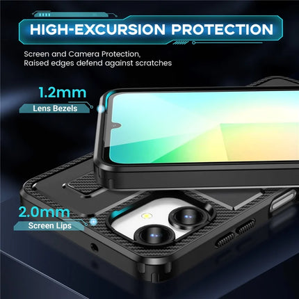 For Samsung Galaxy A06 Case TPU+PC Kickstand Phone Cover with Silicone Finger Strap