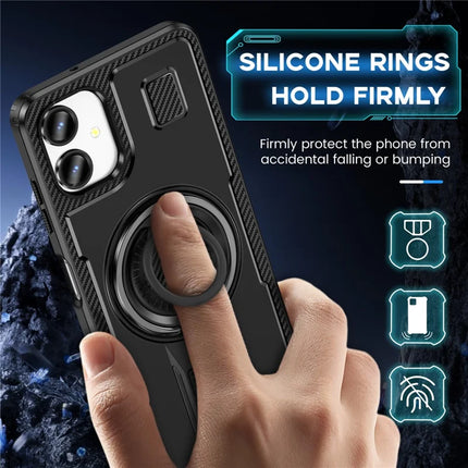 For Samsung Galaxy A06 Case TPU+PC Kickstand Phone Cover with Silicone Finger Strap
