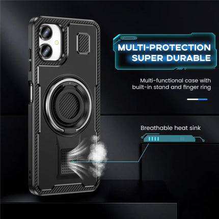 For Samsung Galaxy A06 Case TPU+PC Kickstand Phone Cover with Silicone Finger Strap