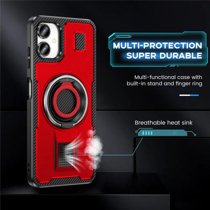 For Samsung Galaxy A06 Case TPU+PC Kickstand Phone Cover with Silicone Finger Strap