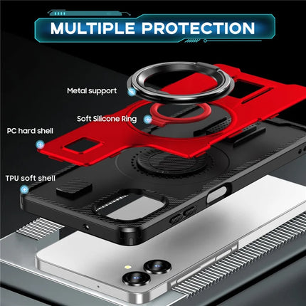 For Samsung Galaxy A06 Case TPU+PC Kickstand Phone Cover with Silicone Finger Strap