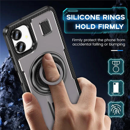 For Samsung Galaxy A06 Case TPU+PC Kickstand Phone Cover with Silicone Finger Strap