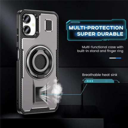 For Samsung Galaxy A06 Case TPU+PC Kickstand Phone Cover with Silicone Finger Strap