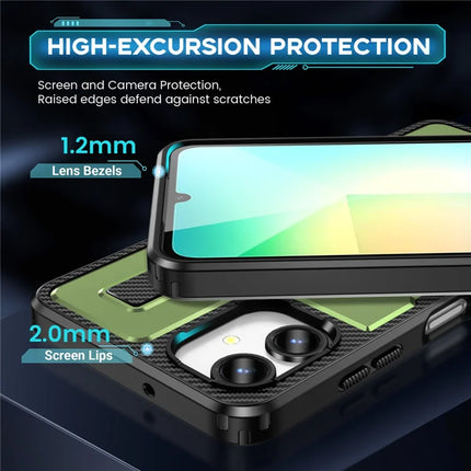 For Samsung Galaxy A06 Case TPU+PC Kickstand Phone Cover with Silicone Finger Strap