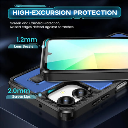 For Samsung Galaxy A06 Case TPU+PC Kickstand Phone Cover with Silicone Finger Strap