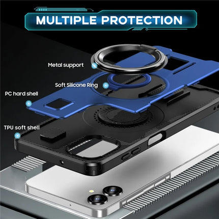 For Samsung Galaxy A06 Case TPU+PC Kickstand Phone Cover with Silicone Finger Strap