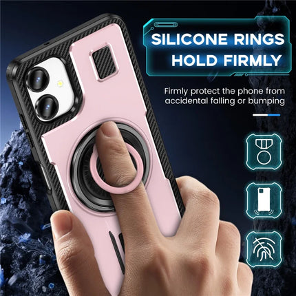 For Samsung Galaxy A06 Case TPU+PC Kickstand Phone Cover with Silicone Finger Strap
