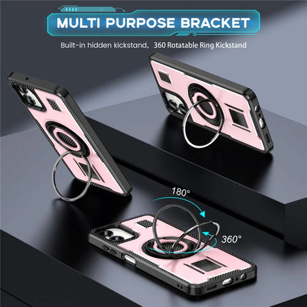 For Samsung Galaxy A06 Case TPU+PC Kickstand Phone Cover with Silicone Finger Strap