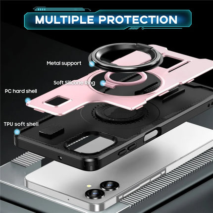 For Samsung Galaxy A06 Case TPU+PC Kickstand Phone Cover with Silicone Finger Strap