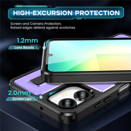 For Samsung Galaxy A06 Case TPU+PC Kickstand Phone Cover with Silicone Finger Strap