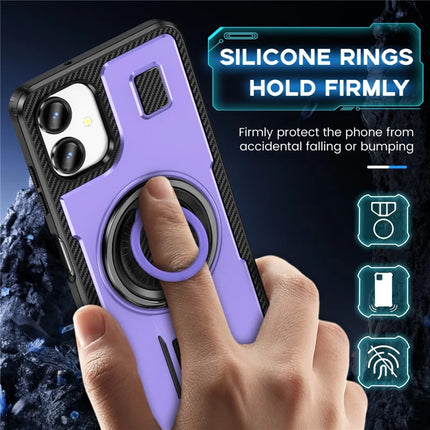 For Samsung Galaxy A06 Case TPU+PC Kickstand Phone Cover with Silicone Finger Strap