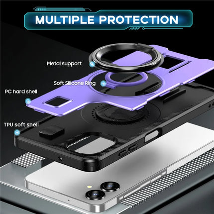 For Samsung Galaxy A06 Case TPU+PC Kickstand Phone Cover with Silicone Finger Strap