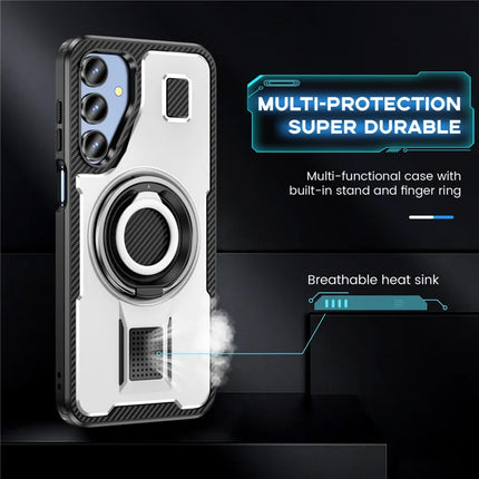 For Samsung Galaxy A16 5G / A16 4G Case TPU+PC Kickstand Phone Cover with Silicone Finger Strap