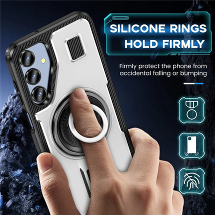 For Samsung Galaxy A16 5G / A16 4G Case TPU+PC Kickstand Phone Cover with Silicone Finger Strap