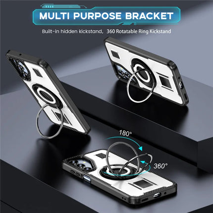 For Samsung Galaxy A16 5G / A16 4G Case TPU+PC Kickstand Phone Cover with Silicone Finger Strap