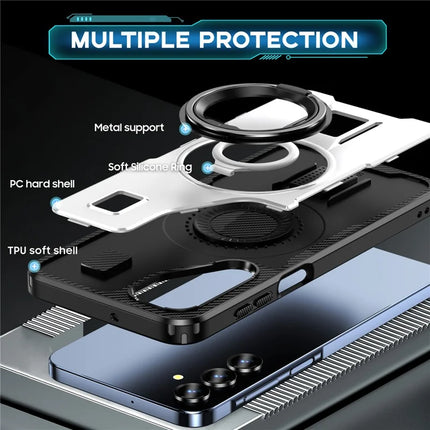 For Samsung Galaxy A16 5G / A16 4G Case TPU+PC Kickstand Phone Cover with Silicone Finger Strap