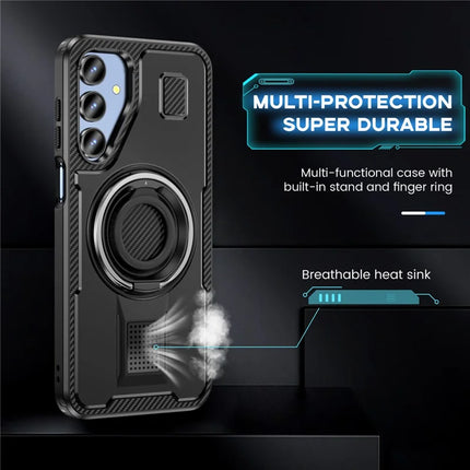 For Samsung Galaxy A16 5G / A16 4G Case TPU+PC Kickstand Phone Cover with Silicone Finger Strap