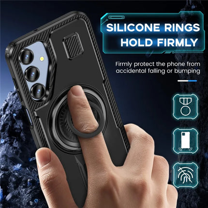 For Samsung Galaxy A16 5G / A16 4G Case TPU+PC Kickstand Phone Cover with Silicone Finger Strap