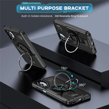For Samsung Galaxy A16 5G / A16 4G Case TPU+PC Kickstand Phone Cover with Silicone Finger Strap