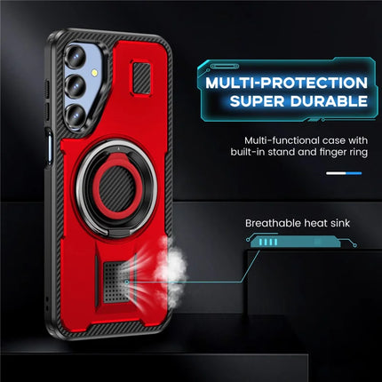 For Samsung Galaxy A16 5G / A16 4G Case TPU+PC Kickstand Phone Cover with Silicone Finger Strap