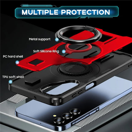For Samsung Galaxy A16 5G / A16 4G Case TPU+PC Kickstand Phone Cover with Silicone Finger Strap