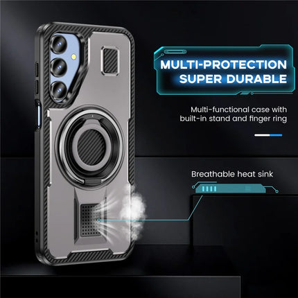 For Samsung Galaxy A16 5G / A16 4G Case TPU+PC Kickstand Phone Cover with Silicone Finger Strap
