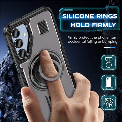 For Samsung Galaxy A16 5G / A16 4G Case TPU+PC Kickstand Phone Cover with Silicone Finger Strap