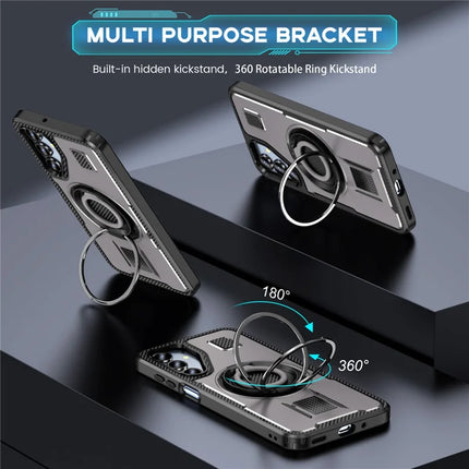 For Samsung Galaxy A16 5G / A16 4G Case TPU+PC Kickstand Phone Cover with Silicone Finger Strap