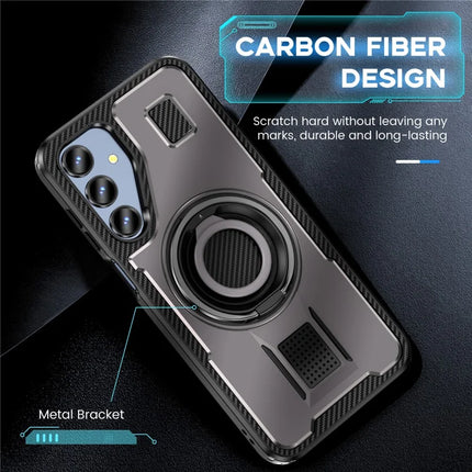 For Samsung Galaxy A16 5G / A16 4G Case TPU+PC Kickstand Phone Cover with Silicone Finger Strap