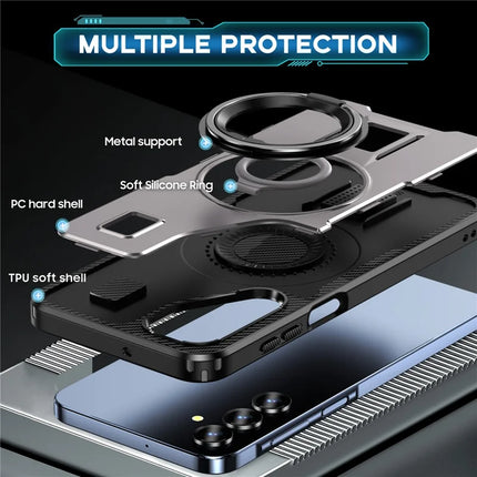 For Samsung Galaxy A16 5G / A16 4G Case TPU+PC Kickstand Phone Cover with Silicone Finger Strap