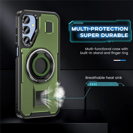 For Samsung Galaxy A16 5G / A16 4G Case TPU+PC Kickstand Phone Cover with Silicone Finger Strap