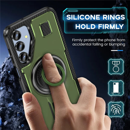 For Samsung Galaxy A16 5G / A16 4G Case TPU+PC Kickstand Phone Cover with Silicone Finger Strap