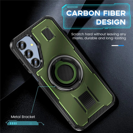 For Samsung Galaxy A16 5G / A16 4G Case TPU+PC Kickstand Phone Cover with Silicone Finger Strap