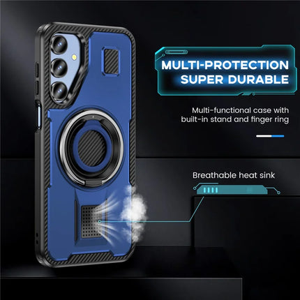 For Samsung Galaxy A16 5G / A16 4G Case TPU+PC Kickstand Phone Cover with Silicone Finger Strap