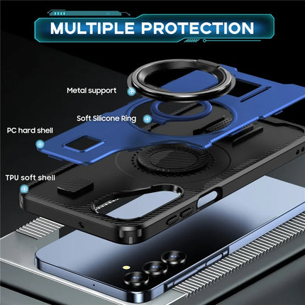 For Samsung Galaxy A16 5G / A16 4G Case TPU+PC Kickstand Phone Cover with Silicone Finger Strap