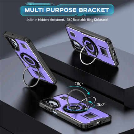 For Samsung Galaxy A16 5G / A16 4G Case TPU+PC Kickstand Phone Cover with Silicone Finger Strap