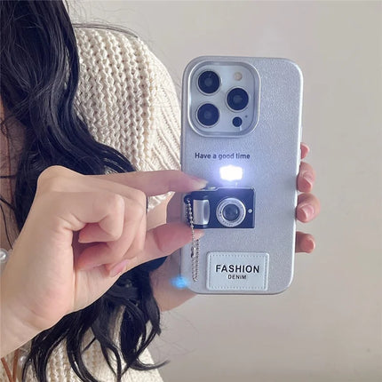 For iPhone 16 Pro Max Case Stereo Camera Decor PC+PU Phone Protective Cover