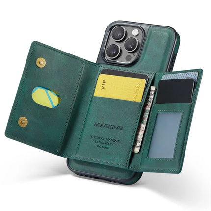 MAGKING K2 Series For iPhone 13 Pro Max Case Compatible with MagSafe PC+TPU+PU Leather RFID Blocking Phone Cover with Wallet