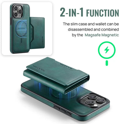MAGKING K2 Series For iPhone 13 Pro Max Case Compatible with MagSafe PC+TPU+PU Leather RFID Blocking Phone Cover with Wallet